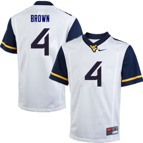 NCAA Men's Leddie Brown West Virginia Mountaineers White #4 Nike Stitched Football College Authentic Jersey HC23Z38DX